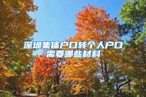 深圳集体户口转个人户口需要哪些材料