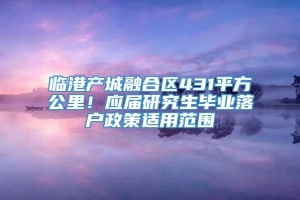 临港产城融合区431平方公里！应届研究生毕业落户政策适用范围