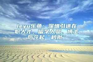 leyu乐鱼：深圳引进在职人才、留学人员、博士后今起“秒批”