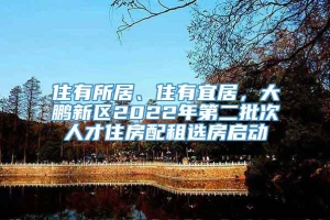 住有所居、住有宜居，大鹏新区2022年第二批次人才住房配租选房启动