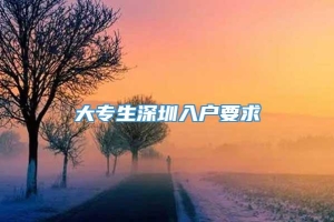 大专生深圳入户要求