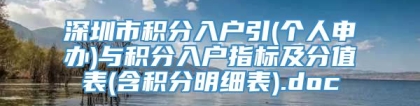 深圳市积分入户引(个人申办)与积分入户指标及分值表(含积分明细表).doc