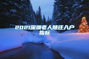 2021深圳老人随迁入户指标