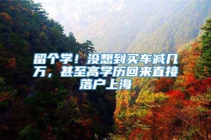 留个学！没想到买车减几万，甚至高学历回来直接落户上海