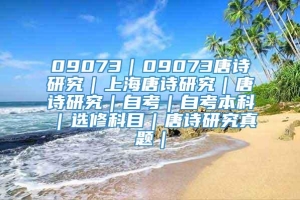 09073｜09073唐诗研究｜上海唐诗研究｜唐诗研究｜自考｜自考本科｜选修科目｜唐诗研究真题｜