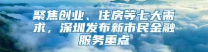 聚焦创业、住房等七大需求，深圳发布新市民金融服务重点