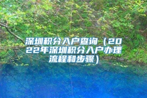 深圳积分入户查询（2022年深圳积分入户办理流程和步骤）