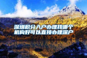 深圳积分入户办理找哪个机构好可以直接办理深户