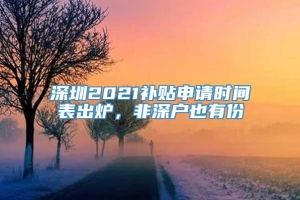 深圳2021补贴申请时间表出炉，非深户也有份