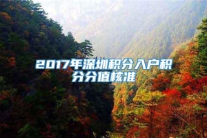 2017年深圳积分入户积分分值核准