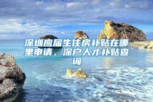 深圳应届生住房补贴在哪里申请，深户人才补贴查询