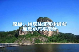 深圳：持居住证可申请新能源小汽车指标