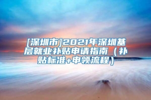 [深圳市]2021年深圳基层就业补贴申请指南（补贴标准+申领流程）