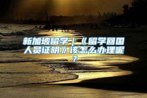 新加坡留学｜《留学回国人员证明》该怎么办理呢？