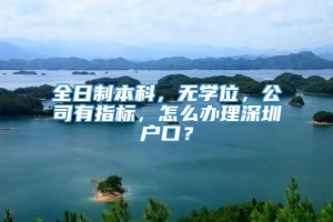 全日制本科，无学位，公司有指标，怎么办理深圳户口？