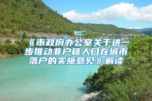 《市政府办公室关于进一步推动非户籍人口在城市落户的实施意见》解读