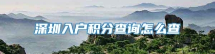 深圳入户积分查询怎么查