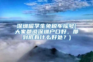 深圳留学生免税车摇号(大家都说深圳户口好，那到底有什么好处？)