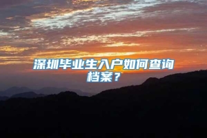 深圳毕业生入户如何查询档案？