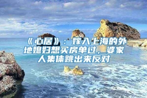 《心居》：嫁入上海的外地媳妇想买房单过，婆家人集体跳出来反对