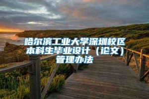 哈尔滨工业大学深圳校区本科生毕业设计（论文）管理办法