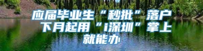 应届毕业生“秒批”落户 下月起用“i深圳”掌上就能办