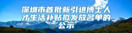 深圳市首批新引进博士人才生活补贴拟发放名单的公示