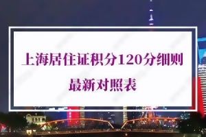 2022年上海居住证积分120分细则最新对照表!