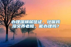 办理深圳居住证，社保我没交养老险，能办理吗？