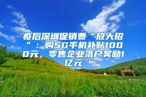 疫后深圳促销费“放大招”：购5G手机补贴1000元，零售企业落户奖励1亿元