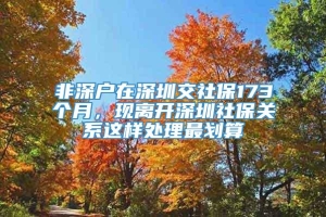 非深户在深圳交社保173个月，现离开深圳社保关系这样处理最划算