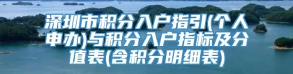 深圳市积分入户指引(个人申办)与积分入户指标及分值表(含积分明细表)