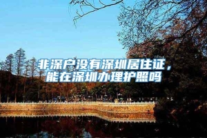 非深户没有深圳居住证，能在深圳办理护照吗