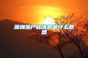 深圳落户核准制是什么意思