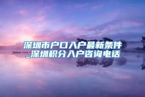 深圳市户口入户最新条件_深圳积分入户咨询电话