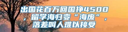 出国花百万回国挣4500，留学海归变“海废”，落差叫人难以接受