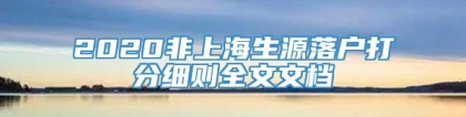 2020非上海生源落户打分细则全文文档