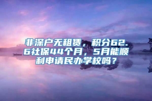 非深户无租赁，积分62.6社保44个月，5月能顺利申请民办学校吗？