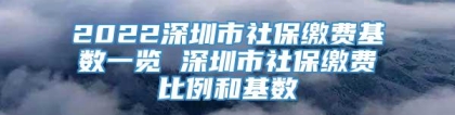 2022深圳市社保缴费基数一览 深圳市社保缴费比例和基数