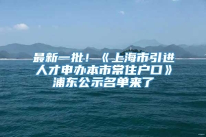 最新一批！《上海市引进人才申办本市常住户口》浦东公示名单来了