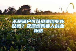 不是深户可以申请创业补贴吗？及深圳残疾人创业补贴