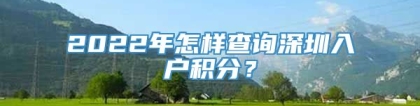 2022年怎样查询深圳入户积分？