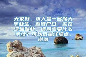 大家好，本人是一名深大毕业生，香港户口，欲在深圳就业，请问需要什么手续？可以尽量详细点，谢谢