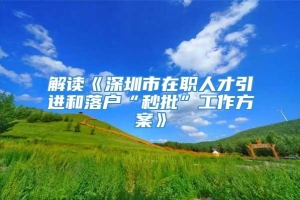 解读《深圳市在职人才引进和落户“秒批”工作方案》