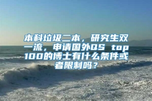 本科垃圾二本，研究生双一流，申请国外QS top100的博士有什么条件或者限制吗？