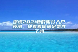 深圳2021新的积分入户预测，快看看你满足条件了吗