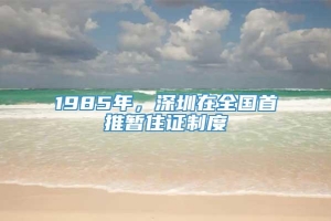 1985年，深圳在全国首推暂住证制度