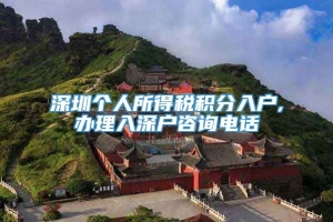 深圳个人所得税积分入户,办理入深户咨询电话