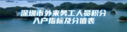 深圳市外来务工人员积分入户指标及分值表