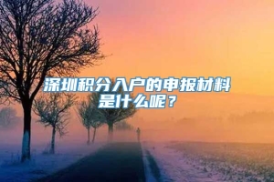 深圳积分入户的申报材料是什么呢？